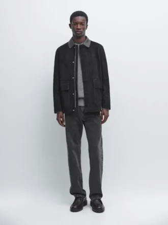 Jacket with Suede Pockets Detail