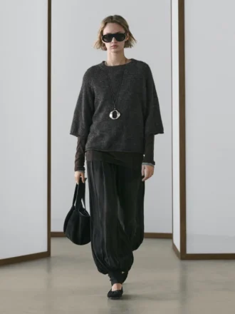 Knit Alpaca and Wool Blend Raglan Sleeve Sweater