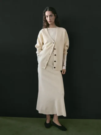 Knit Alpaca and Wool V-Neck Cardigan