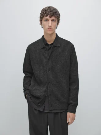 Knit Cotton and Wool Blend Cardigan with Buttons