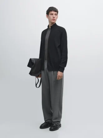 Knit Cotton Blend Cardigan with Raglan Sleeves