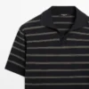 Knit Polo Sweater with Contrast Stripes