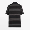 Knit Polo Sweater with Contrast Stripes