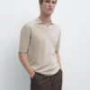 Knit V-Neck Polo Shirt