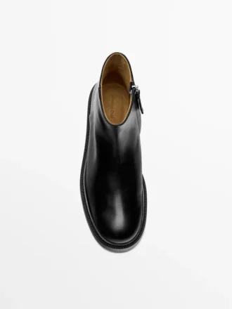 Leather Ankle Boots with Suede Lining