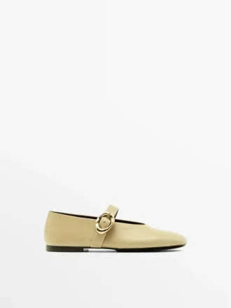Leather Ballet Flats with Buckle