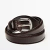 Leather Belt with Arched Buckle