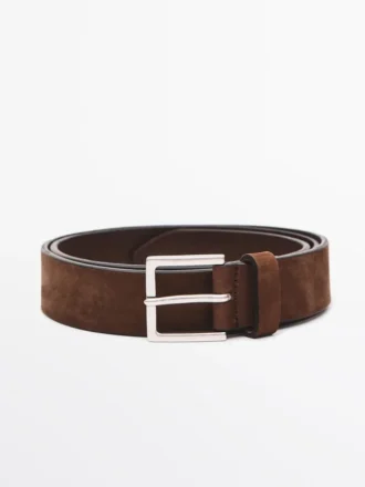Leather Belt with Square Buckle