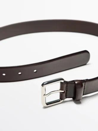 Leather Belt with Square Buckle