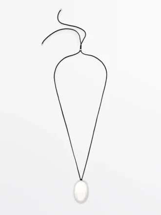 Leather Cord Necklace with Metal Piece