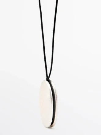 Leather Cord Necklace with Metal Piece