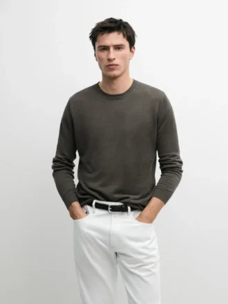 Linen Knit Crew Neck Sweater