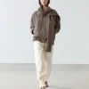 Linen Melange Bomber Jacket with Scarf