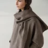 Linen Melange Bomber Jacket with Scarf