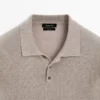 Linen Polo Collar Knit Sweater