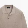 Linen Polo Collar Knit Sweater