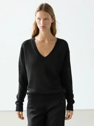 Linen V-Neck Knit Sweater