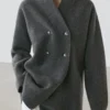 Long Double-Breasted Wool Cardigan