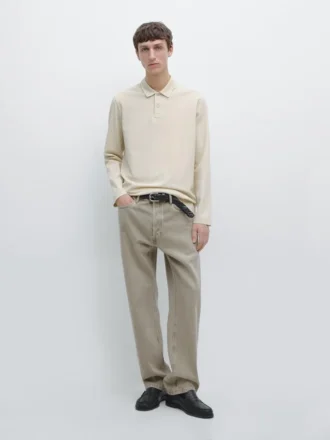 Long Sleeve Mercerised Cotton Piqua Polo Shirt