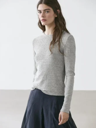 Long Sleeve T-Shirt with Flecked Detail
