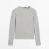 Long Sleeve T-Shirt with Flecked Detail