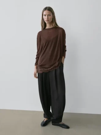 Long Sleeve T-Shirt with Lace Detail