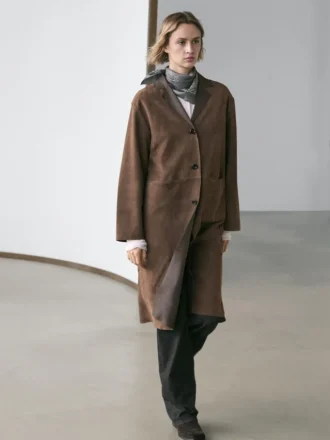 Long Suede Leather Coat
