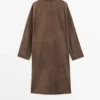 Long Suede Leather Coat