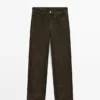 Low-Rise Straight-Leg Flocked Jeans