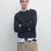 Merino Wool Crew Neck Knit Sweater