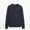 Merino Wool Crew Neck Knit Sweater