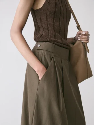 Midi Skirt with Box Pleats