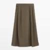 Midi Skirt with Box Pleats