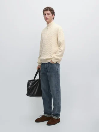 Mock Neck Knit Sweater with Zip