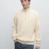 Mock Neck Knit Sweater with Zip