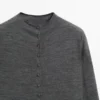 Mock Turtleneck Cardigan with Covered Buttons
