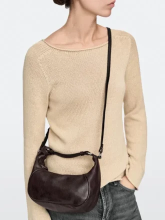 Nappa Leather Bag with Metal Buckle