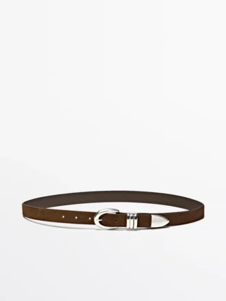 Nappa Leather Belt with Metallic Detail