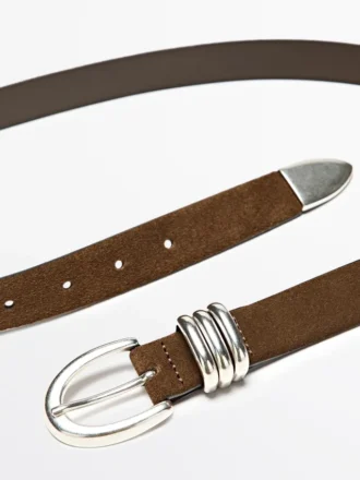 Nappa Leather Belt with Metallic Detail