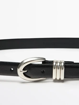 Nappa Leather Belt with Metallic Detail