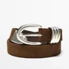 Nappa Leather Belt with Metallic Detail