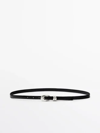 Nappa Leather Belt with Oval Buckle