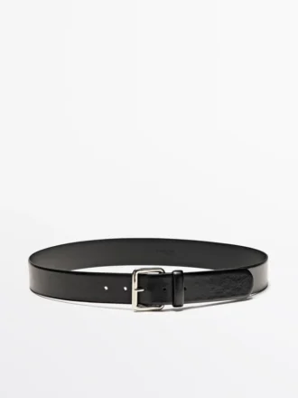 Nappa Leather Belt with Square Buckle
