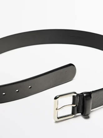 Nappa Leather Belt with Square Buckle