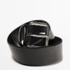 Nappa Leather Belt with Square Buckle
