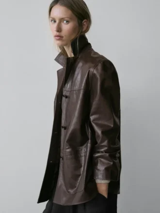 Nappa Leather Blazer with Buttons