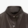 Nappa Leather Cape Parka with Pockets
