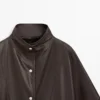 Nappa Leather Cape Parka with Pockets
