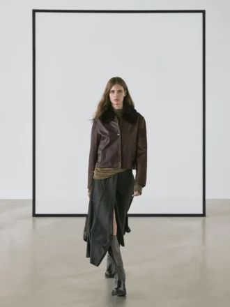 Nappa Leather Jacket with Lambskin Collar