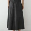 Nappa Leather Midi Skirt with Seams